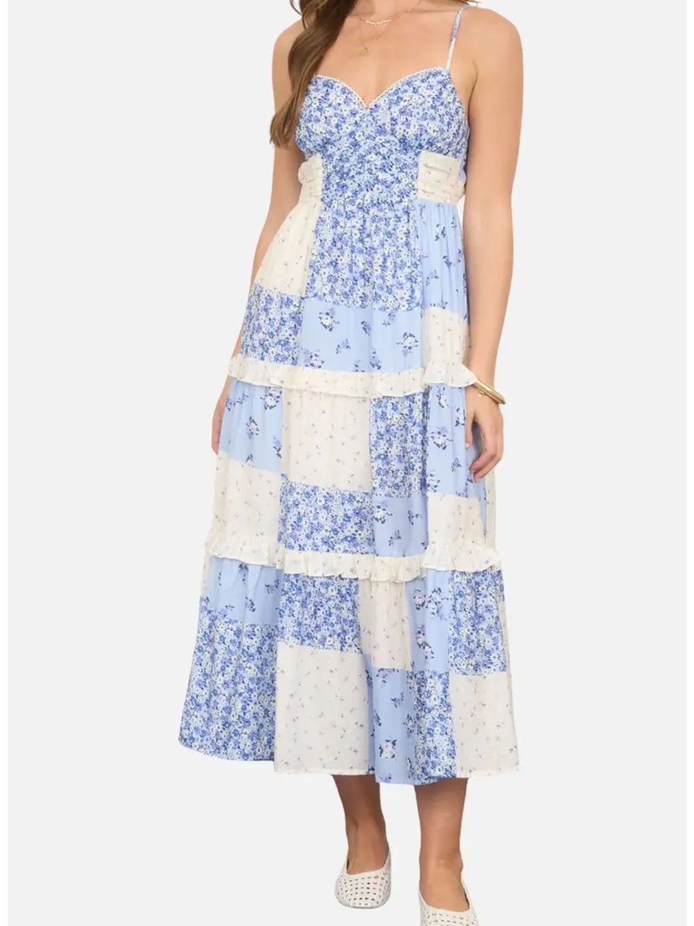 Blu Pepper Patchwork Print Tiered Sundress